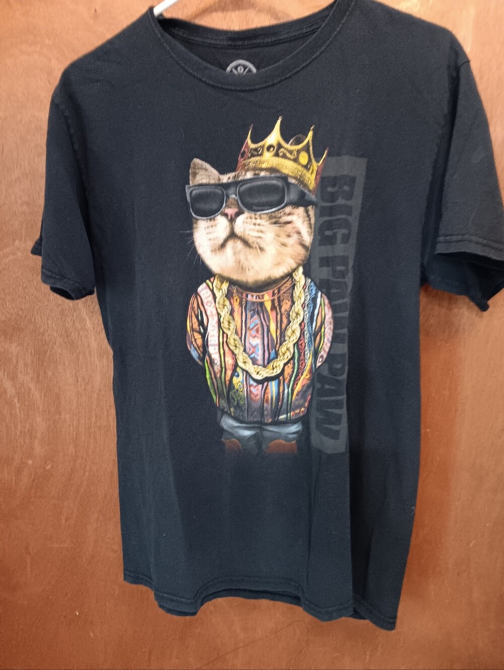 Dom  Black Mens Tee With Cat Wearing Crown